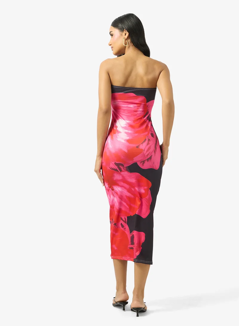 Ginger Bandeau Floral Bodycon Dress